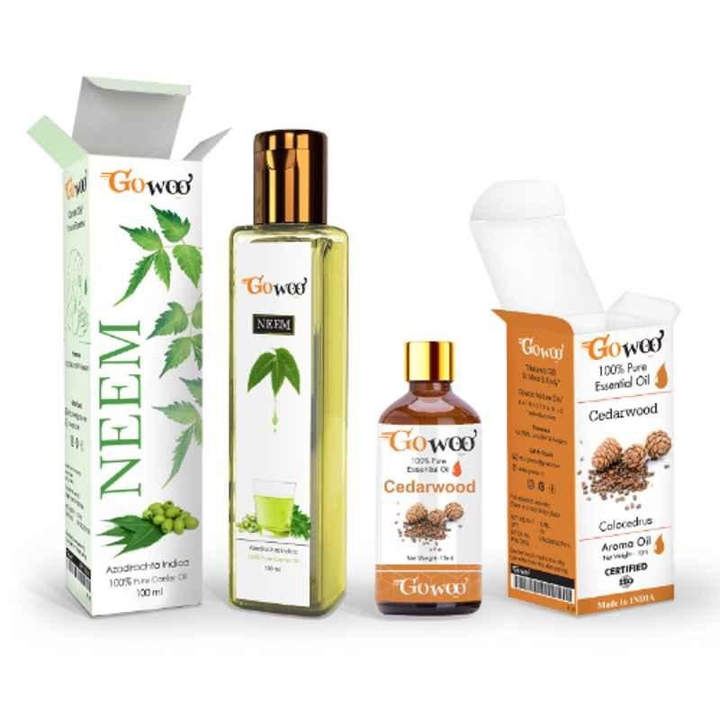 GoWoo 2 Pcs 10ml Natural Cedarwood Aroma Oil & 100ml Neem Carrier Oil Set, GWOC293-P10+P186