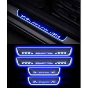 SureStrive 4 Pcs Acrylic Car Side Footstep Set with Blue LED Door Sill Scuff Plate for Maruti Suzuki Grand Vitara All Model