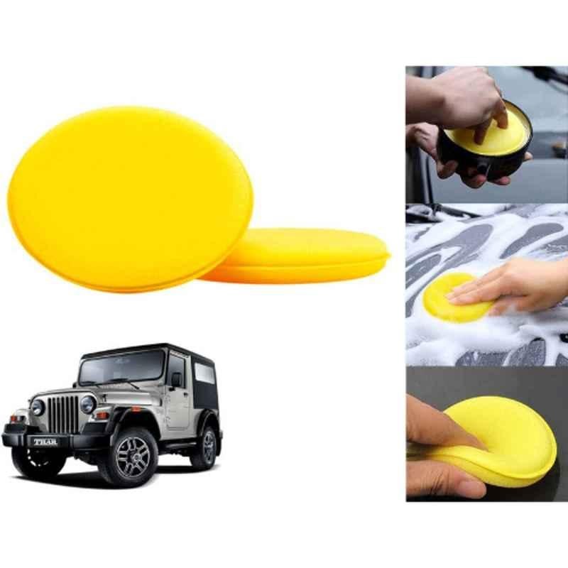 Auto Pearl Polyurethane Beige Washing & Waxing Polish Foam Sponge for Thar 2010-2019 (Pack of 2)