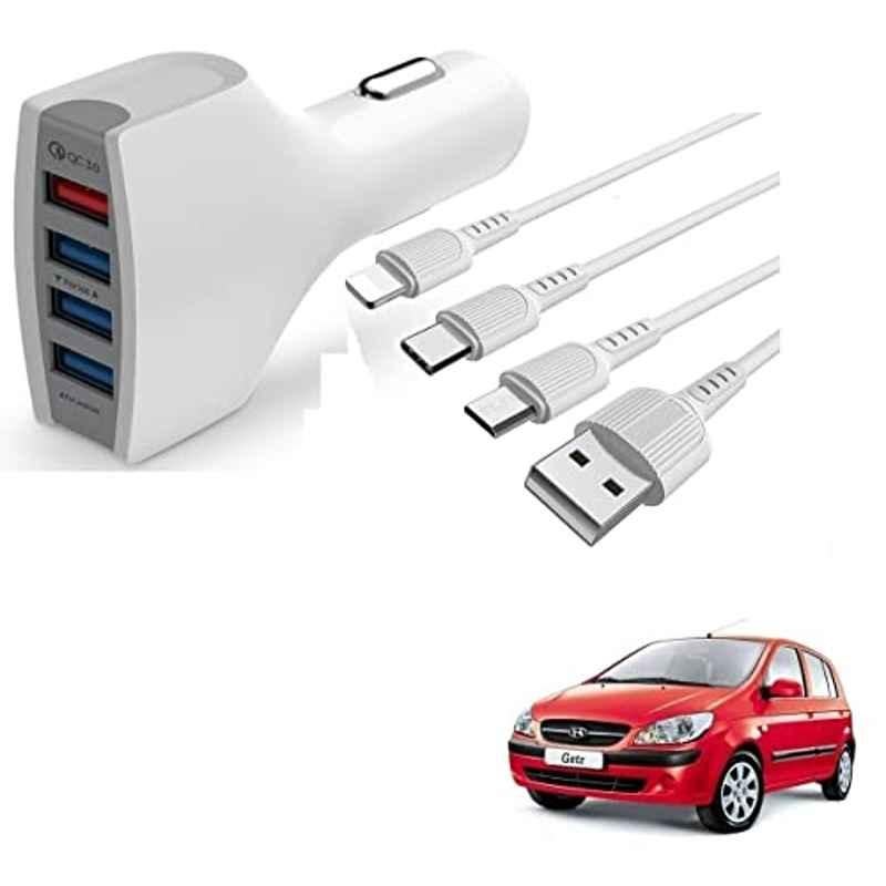 Kozdiko 4 Port USB Car Charger with 3 in 1 Cable for Hyundai Getz