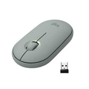 Logitech Pebble M350 Green Slim Wireless Computer Mouse with Bluetooth or 2.4 GHz Receiver & Quiet Click