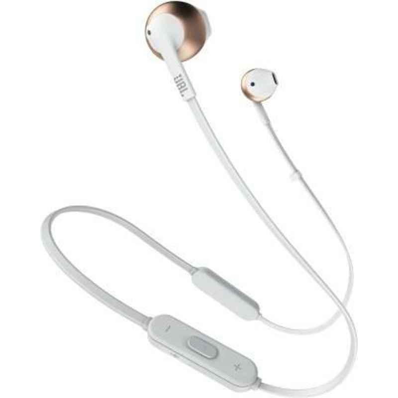 JBL T205BT Rose Gold less Metal Earbud Headphones with Mic