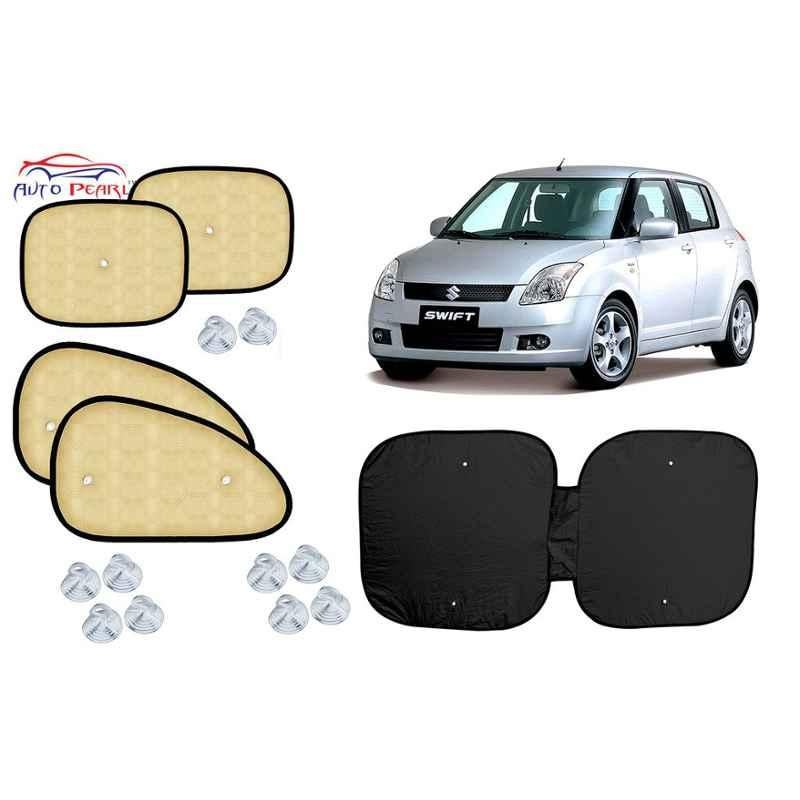 Auto Pearl 6 Pcs PVC & Mesh Beige Window, Front & Rear Sun Shade Set for Maruti Suzuki Swift Type 1