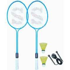STYRKR Alloy Steel Multicolour Badminton Racquet Set of 2 with Shuttlecock 2 1 Skipping Rope Badminton Kit