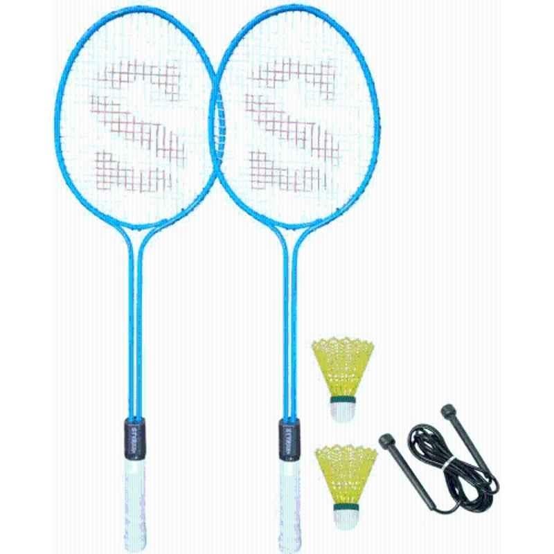 STYRKR Alloy Steel Multicolour Badminton Racquet Set of 2 with Shuttlecock 2 1 Skipping Rope Badminton Kit