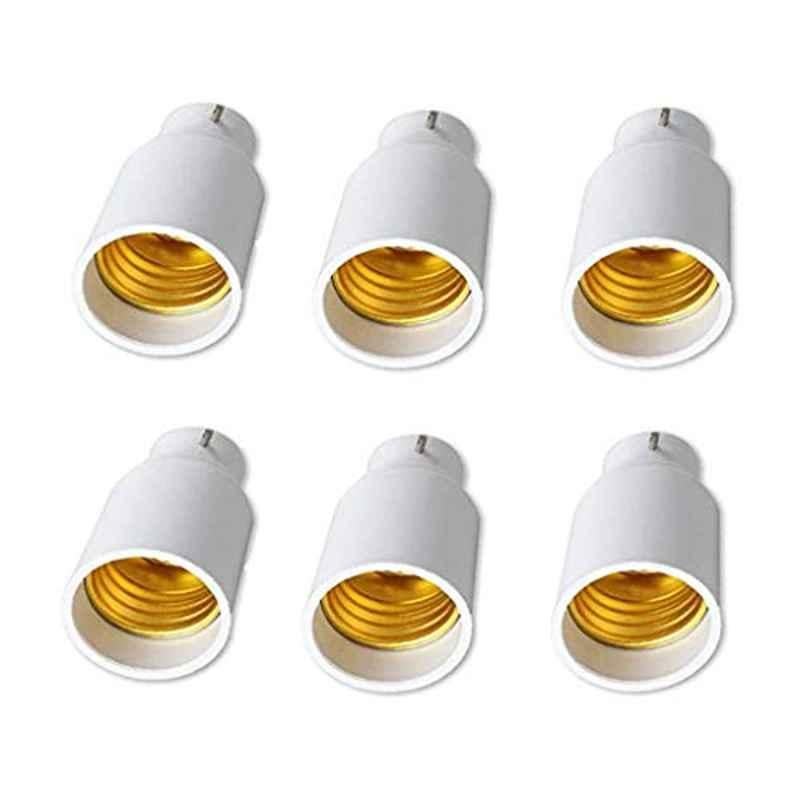 B22 to E27 White Bulb Base Screw Lamp Holder (Pack of 6)