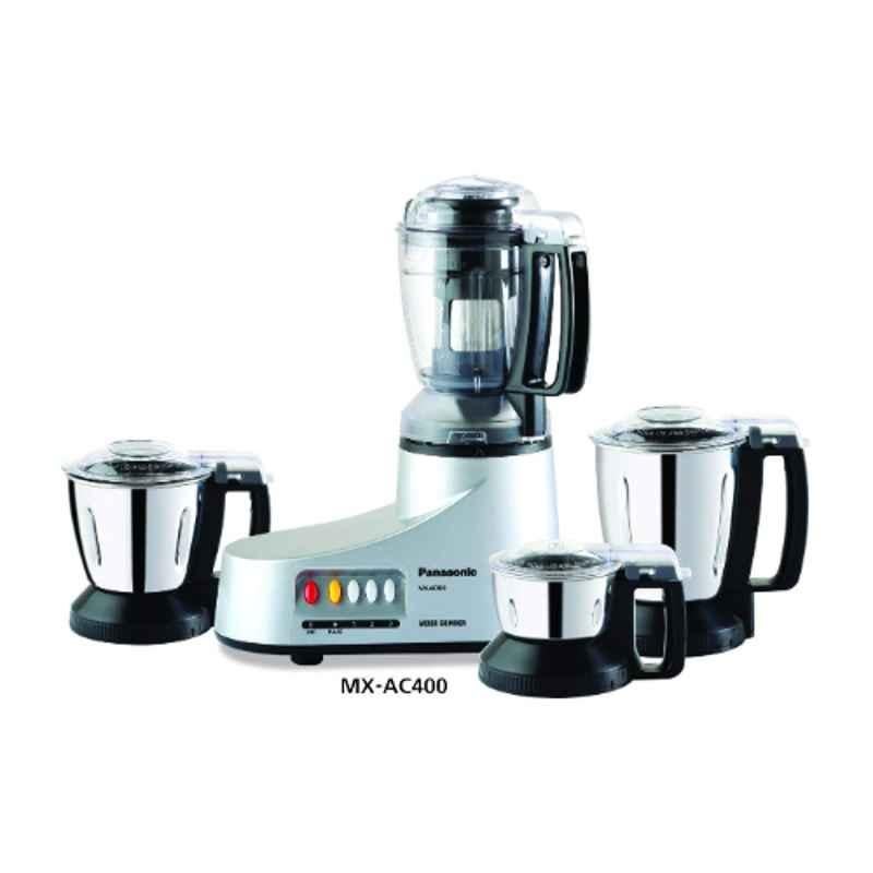Panasonic 550W Silver Super Mixer Grinder with 4 Stainless Steel Jars, MX-AC 400
