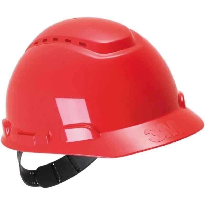 3M 1000V Leather Red Ratchet Non Vented Dielectric Sweatband High Heat Hard Hat, G3501M-RD