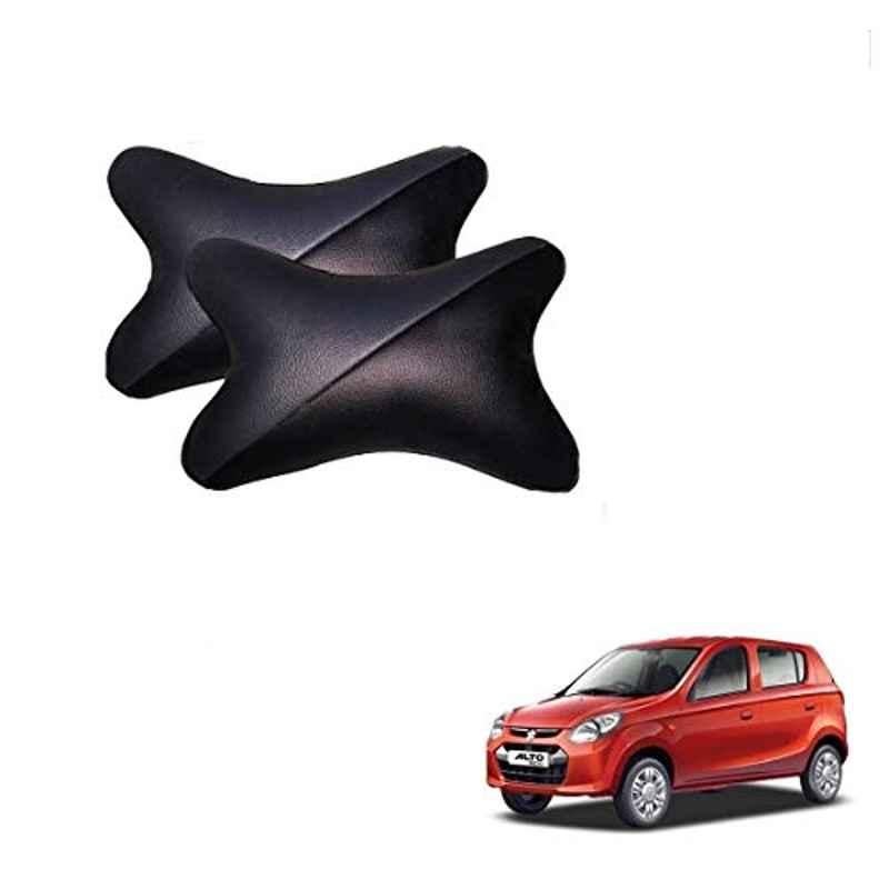 Kozdiko 2 Pcs Memory Foam Grey & Black Car Neck Rest Cushion Pillow Set for Maruti Suzuki Alto 800
