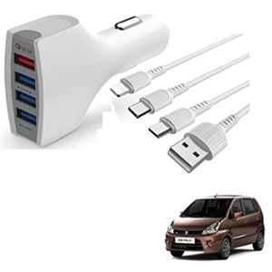 Kozdiko 4 Port USB Car Charger with 3 in 1 Cable for Maruti Suzuki Zen Estilo