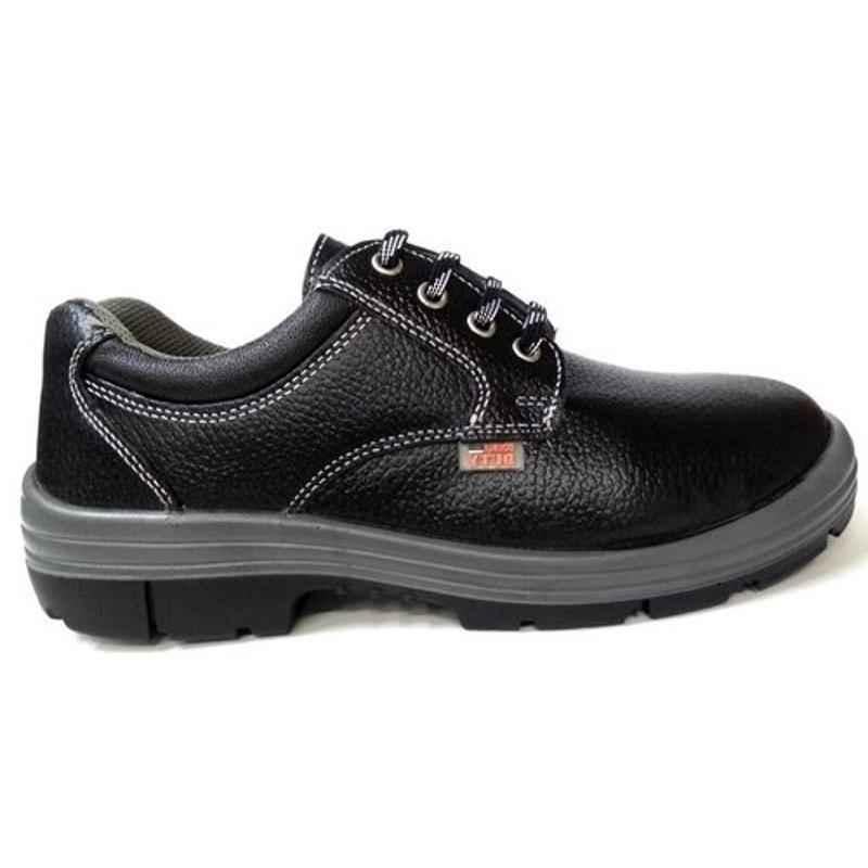 Double Duty DD-7079 Leather Low Ankle Steel Toe Black Safety Shoes, Size: 8