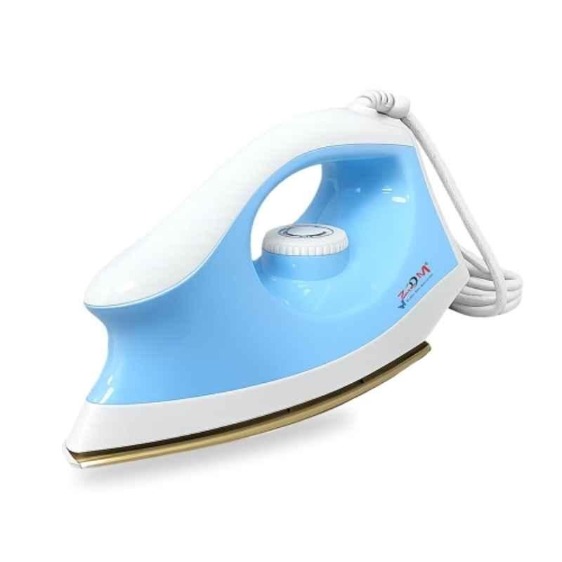 Zoom Hot Plus 1000W Blue & White Greblon Non Stick Soleplate Dry Iron with German Technology & 360 deg Swivel Cord