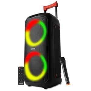 Krisons krx-J11 200W 8 inch Double Woofer Multi-Media Bluetooth Trolley Party Speaker with Wireless Mic, Digital Display, RGB Lights, USB, SD Card, FM Radio, Auto TWS Function & Remote