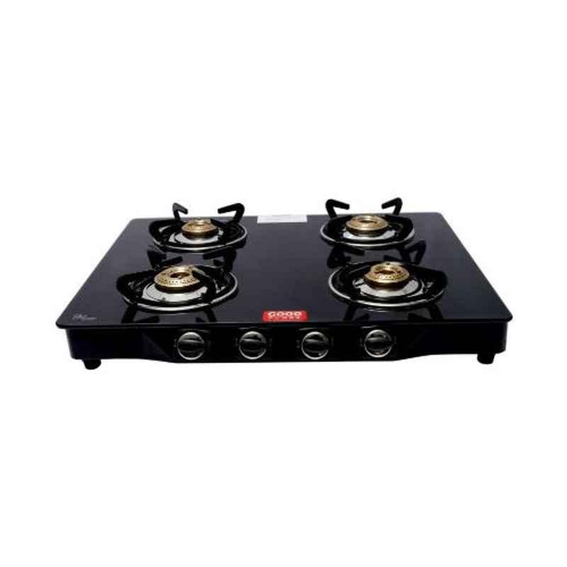 Good Flame BK MAX 4 Burners Manual Ignition Glass Gas Stove with ISI Quality Mark & 1 Year Warranty, GF036