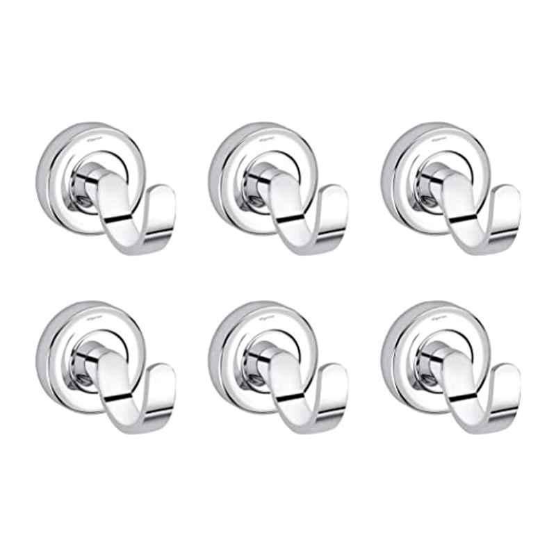 Aligarian 3.1x2.3 inch Stainless Steel Chrome Finish Wall Mounted Round Towel Hook (Pack of 6)