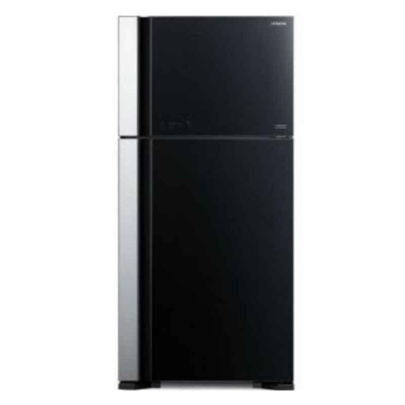 Hitachi 659L 4 Star Glass Black Side by Side Glass Refrigerator, RVG760PUK7GBK