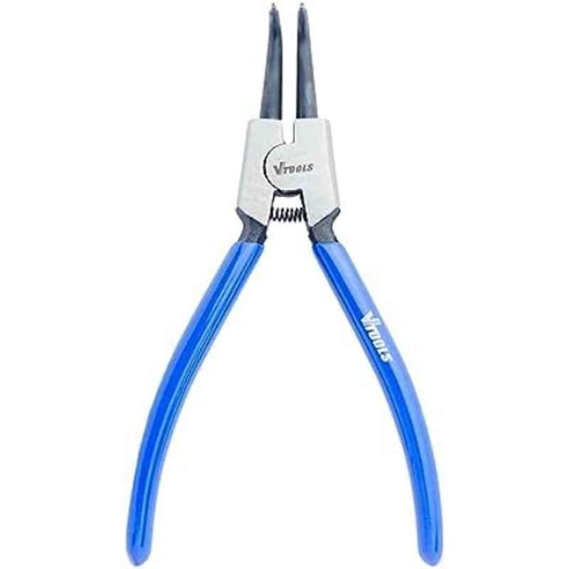 VTOOLS 7 inch Carbon Steel Black & Blue External Circlip Plier with Bent Tips, VT2154