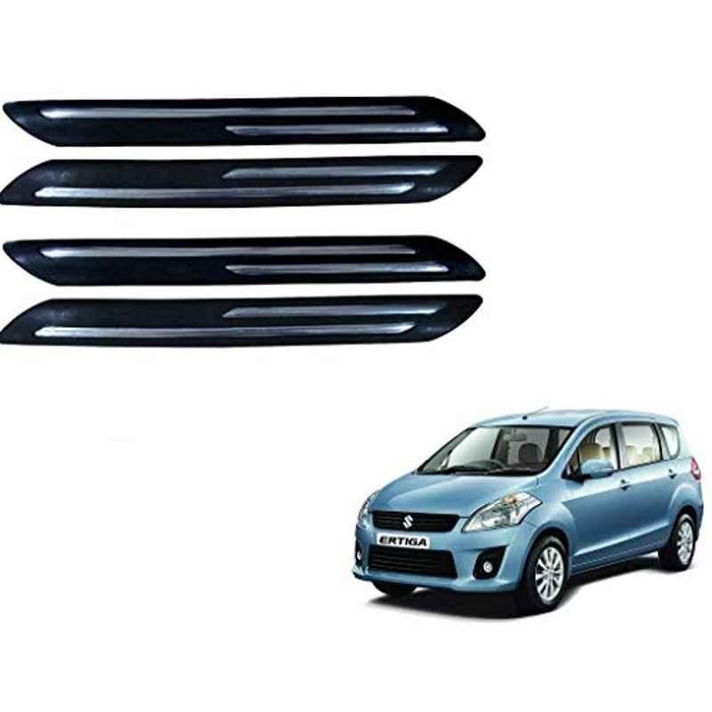 Kozdiko 4 Pcs PVC Black Double Chrome Finish Car Bumper Protector Set for Maruti Suzuki Old Ertiga (2012-2018)