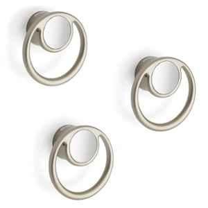 Plantex Zinc Satin White & Chrome Pull Push Ring Drawer Knob for Kitchen, SH-349 (Pack of 3)
