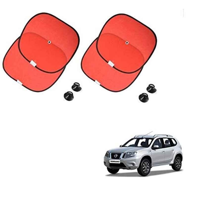 Kozdiko 4 Pcs Nylon & Metal Red Car Window Sun Shade Set for Nissan Terrano
