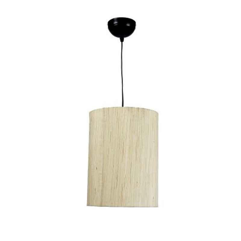 Tucasa Iron Cylindrical Shaped Pendent Light with Off White Shade, HG-27