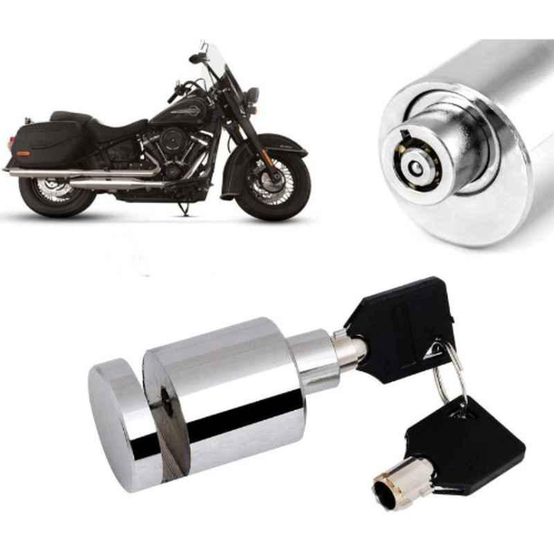 Auto Pearl Stainless Steel Silver Heavy Duty Anti Theft Motorcycle Disc Brake Lock, Lock-131