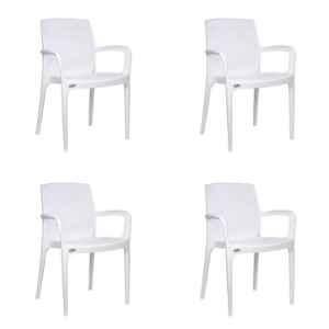 Supreme Texas Milky White Chairs With Matt Finish (Pack Of 4)