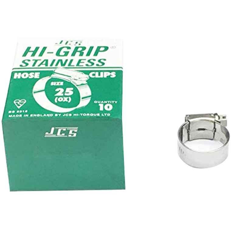 JCS HI-Grip 25mm Stainless Steel 304 Hose Clips (Pack of 10)