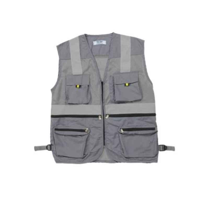 Club Twenty One Workwear Double Extra Large Grey Polyester Vest Safety Jacket with Certified Reflective Extra Tape