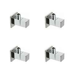 10X Brass Square Angle Cock with Wall Flange (Pack of 4)