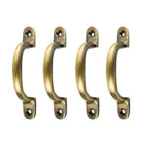 Mix & Match Hotbad 4 inch Cast Iron Brass Antique Finish Cabinet Pull Handle for Wardrobe, Cupboard & Window (Pack of 4)