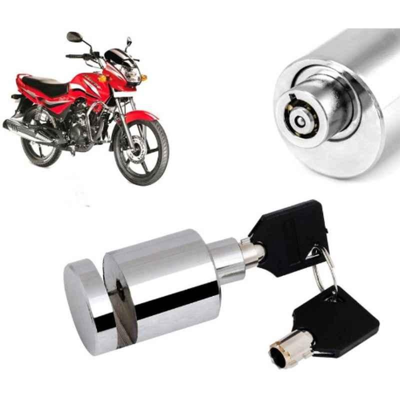 Auto Pearl Stainless Steel Silver Heavy Duty Anti Theft Motorcycle Disc Brake Lock, Lock-143