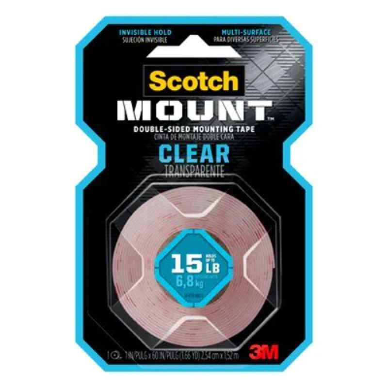 3M Scotch Mount 1 inch Clear Double Sided Mounting Tape, 410-LONG-DC, Length: 450 inch