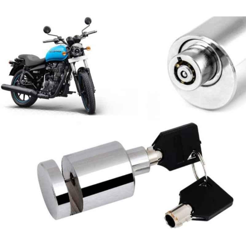 Auto Pearl Stainless Steel Silver Heavy Duty Anti Theft Motorcycle Disc Brake Lock, Lock-393