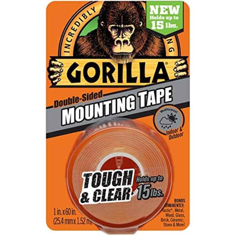Gorilla 1x60 inch Clear Tough & Clear Double Sided Mounting Tape