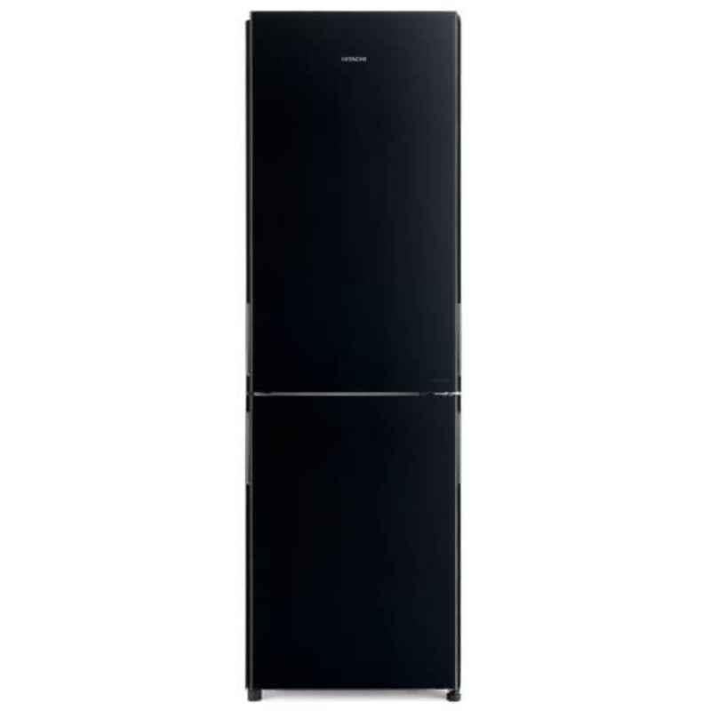 Hitachi 366L Glass Black French Bottom Freezer Refrigerator, RBG410PUK6GBK