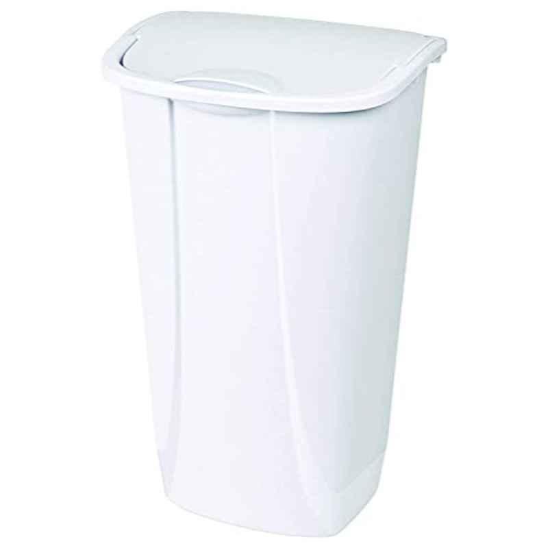 Sterilite 11 Gallon Plastic White Swing-Top Wastebasket, 111948
