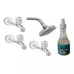 Fastgear 5 Pcs Stainless Steel Silver Chrome Finish Faucet Set with Shower, FG1124
