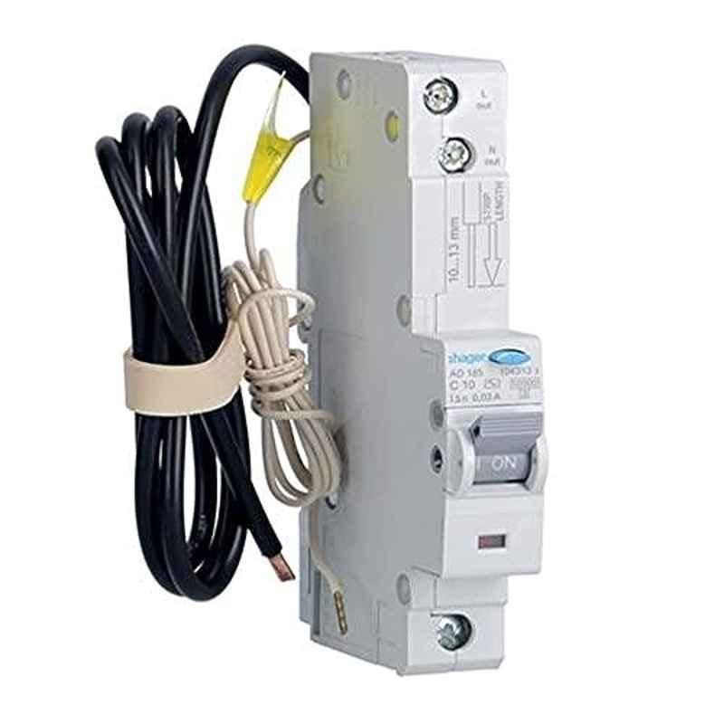 Hager 10A 10kA 2 Pole C-type Residual Current Circuit Breaker with Over Current Protection, AD185