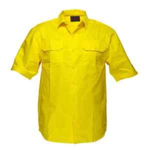 Superb Uniforms Cotton Yellow Short Sleeves Safety Shirt for Men, SUW/Y/WS02, Size: 2XL