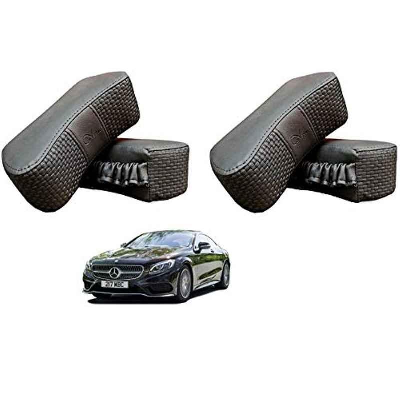 Kozdiko 4 Pcs CV Designer Grey Leatherite Neck Rest Car Cushion Pillow Set for Mercedes Benz S Coupe