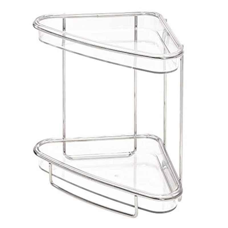 iDesign 9.68x6.43x9.05 inch Alloy Steel Clear Free-Standing 2-Tier Vanity Shelves, 42460