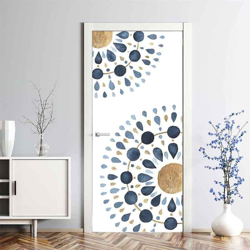 Asian Paints EzyCR8 213x84cm Blue & Gold Moon Self Adhesive Door Mural, HPCA25381