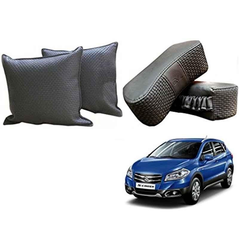 Kozdiko One Pair Grey Neck Rest & One Pair Cushion Combo for Maruti Suzuki S Cross