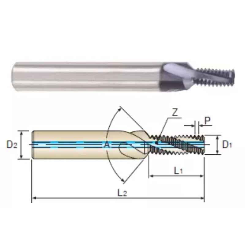 YG1 1/2 inchx13 UNC Internal Thread 4Flute 2D TiAlN Coated Thread Mill (L4273560)