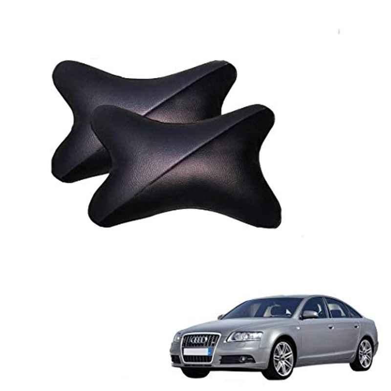 Kozdiko 2 Pcs Memory Foam Grey & Black Car Neck Rest Cushion Pillow Set for Audi A6