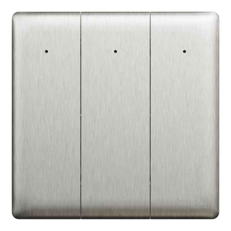 Schneider Electric Unica X 16A 250V 2 Way 3 Gangs Stainless Steel Switch with LED, NUX33_2N_SS