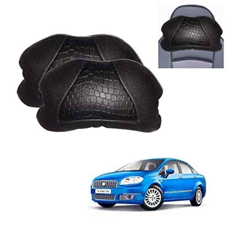 Kozdiko 2 Pcs Black Neck Rest Cushion Pillow Set for Fiat Linea Classic