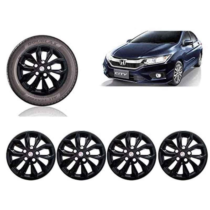Auto Pearl 4 Pcs 15 inch ABS Black Car Wheel Cover Set for Honda City2017