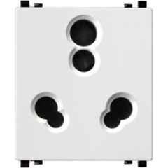 Schneider Electric ZENcelo 6-16A 2P+E 3 Pin 2 Module White Socket Outlet with Shutter, IN8426/16